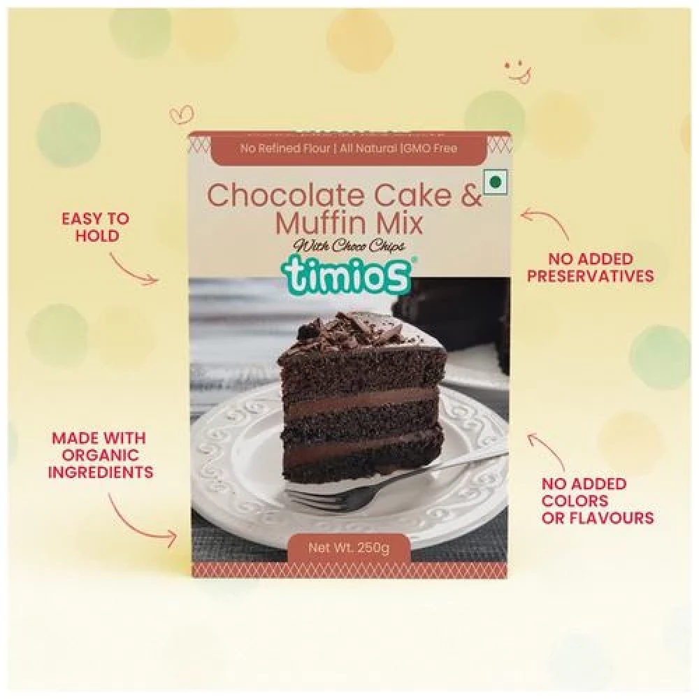 Timios Chocolate Cake & Muffin Mix - Made With Multigrain, 250 g Box-7.webp